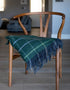 John Hanly Large Lambswool Throw | Green Windowpane