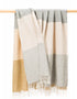 John Hanly Large Lambswool Blanket | Camel Beige Stripe