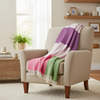 John Hanly Large Lambswool Blanket | Pink Green Purple Stripe