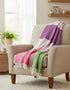 John Hanly Large Lambswool Blanket | Pink Green Purple Stripe
