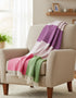 John Hanly Large Lambswool Blanket | Pink Green Purple Stripe