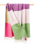 Couverture en laine d'agneau John Hanly grand format | Rayures roses, vertes et violettes