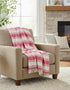 John Hanly Large Lambswool Blanket | Pink Orange White Stripe