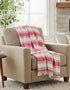 John Hanly Large Lambswool Blanket | Pink Orange White Stripe