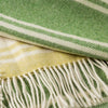John Hanly Large Lambswool Blanket | Lime Green White Stripe