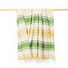 John Hanly Large Lambswool Blanket | Lime Green White Stripe
