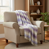 John Hanly Large Lambswool Blanket | Lilac Purple White Stripe