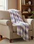 John Hanly Large Lambswool Blanket | Lilac Purple White Stripe