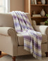 John Hanly Large Lambswool Blanket | Lilac Purple White Stripe