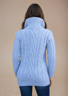 Aran Claddagh Zip Cardigan | Sky Blue