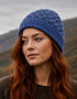 Aran Merino Wollmütze - Denim Melange