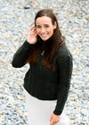 Cable Knit Aran Cardigan | Army Green 1500