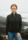 Cable Knit Aran Cardigan | Army Green 1500