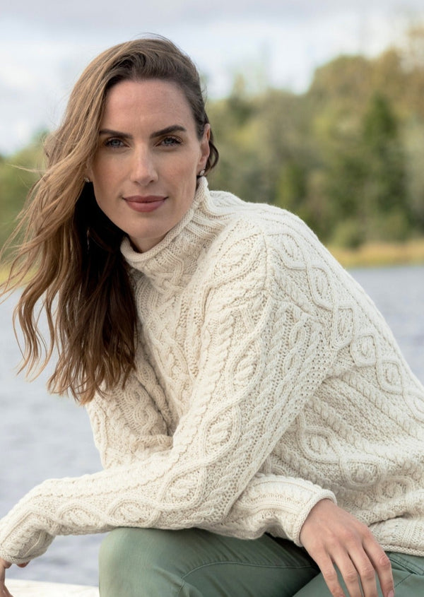 Aran Super Soft Merino Funnel Neck Sweater