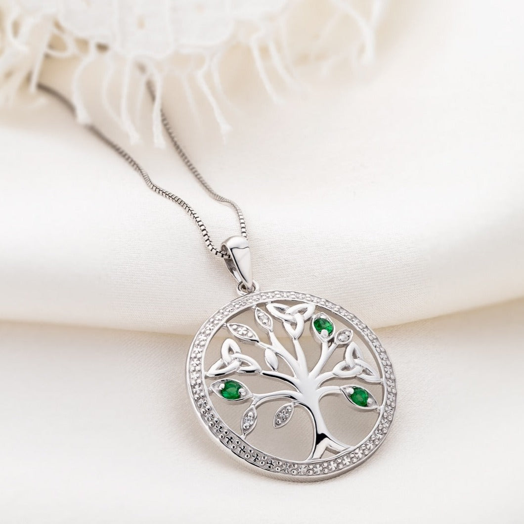 Sterling Silver Crystal Illusion Tree Of Life Pendant