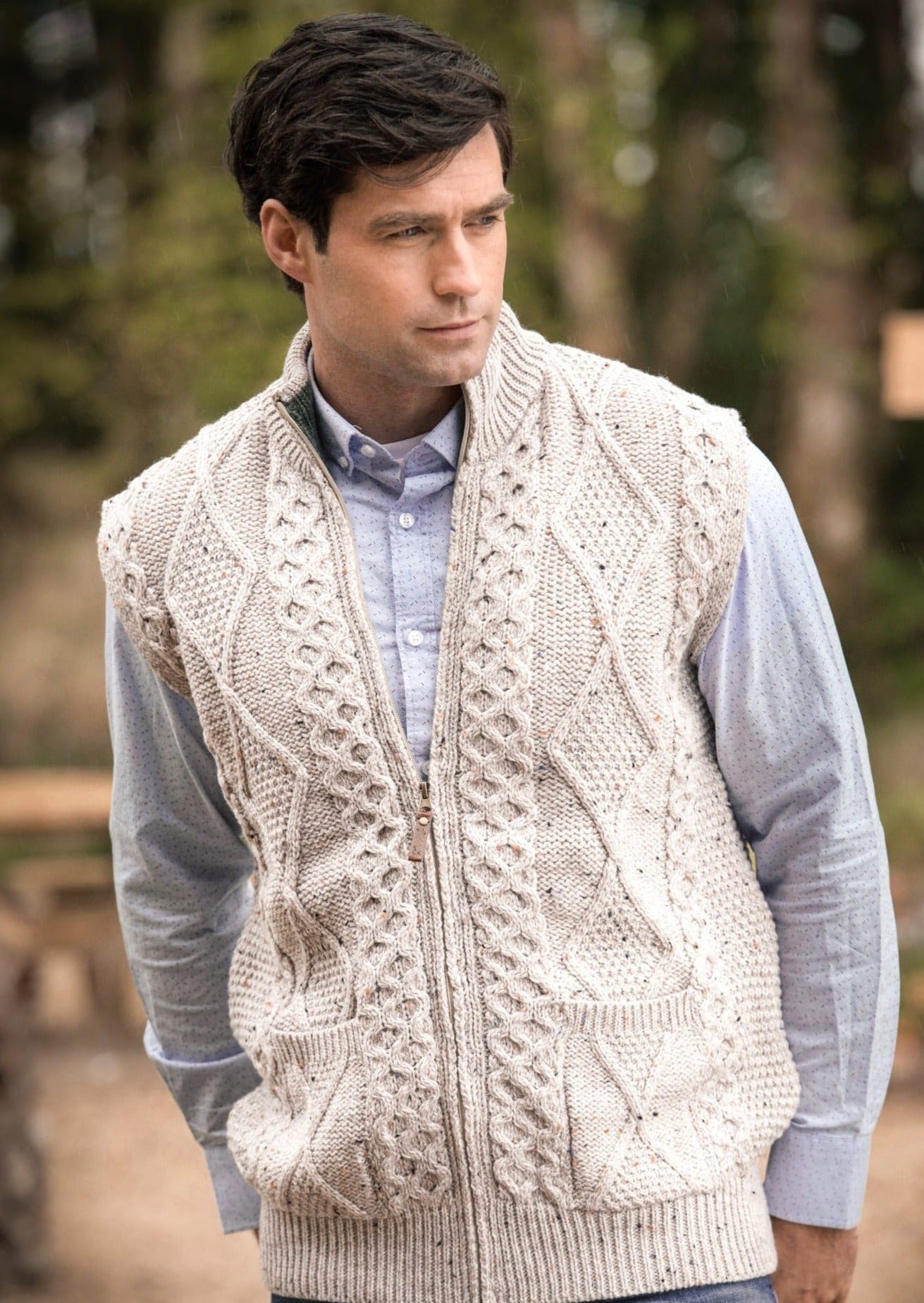 Men's Aran Zip Gilet