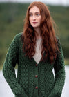 Adare Boyfriend Aran Cardigan - Green