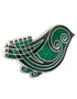 Rhodium Green Enamel Bird Brooch