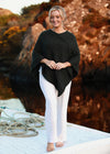 Aran Merino Wool V Poncho | Army Green