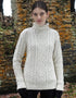 Women's Super Soft Funnel Neck Aran Sweater | Natural