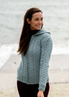 Aran Hooded Cardigan | Aqua