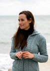 Aran Hooded Cardigan | Aqua