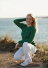 Ladies Slim-Fit Aran Sweater | Green