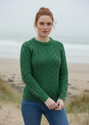 Ladies Slim-Fit Aran Sweater | Green