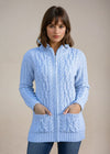 Aran Claddagh Zip Cardigan | Sky Blue
