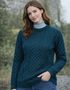Unisex Oversized Lightweight Aran Sweater | Navy Green Mix