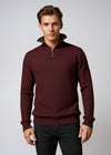 IrelandsEye Men's Lambswool Zip Sweater | Claret