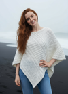 Aran Merino Wool V Poncho - Natural