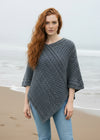 Aran Merino Wool V Poncho | Slate