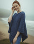 Aran Merino Wool V Poncho | Denim Marl - Clearance