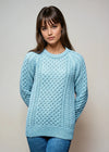 Ladies Slim-Fit Aran Sweater | Aqua
