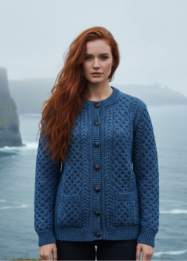 Aran Lumber Cardigan | Demin Marl