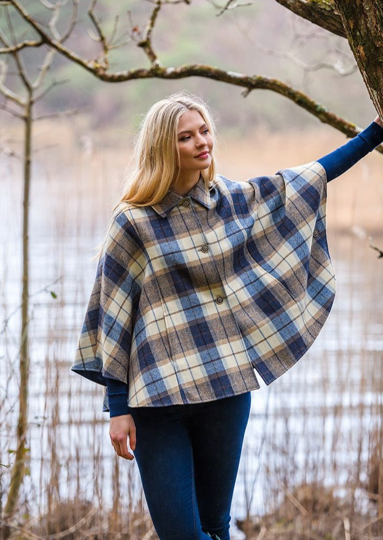 Mucros Blue Check Country Cape