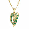 Gold Plated Green Harp Pendant