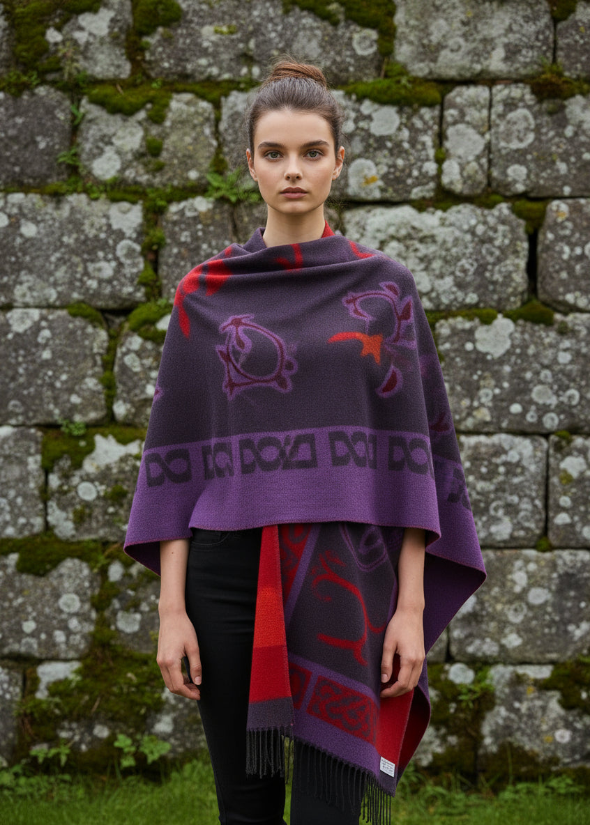 Jimmy Hourihan Fringed Shawl | Purple Tones