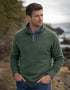 Herren-Pullover aus Lammwolle mit Viertelreißverschluss – Grün meliert | IrelandsEye Strickwaren