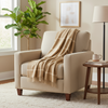 John Hanly Wool Angora Throw | Camel Cream Windowpane Check