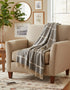 John Hanly Wool Angora Throw | Grey Silver Windowpane