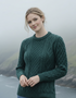 Inis Mor Aran Sweater | Unisex Irish Wool Sweater | Moss Green
