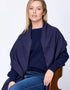 Foxford Solid Navy Fine Wool Cashmere Blend Scarf