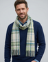 Foxford Lambswool Scarf | Turquoise & Cream Tartan