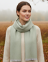 Foxford Lambswool Scarf | Silver Lime Green Herringbone