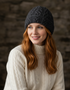 Aran Merino Wool Hat - Traditional Irish Cable Knit | Slate - Clearance