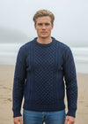 Unisex Aran Sweater | Deep Water Blue