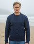 Unisex Aran Sweater | Deep Water Blue - Clearance