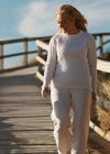 Ladies Slim-Fit Aran Sweater | Natual